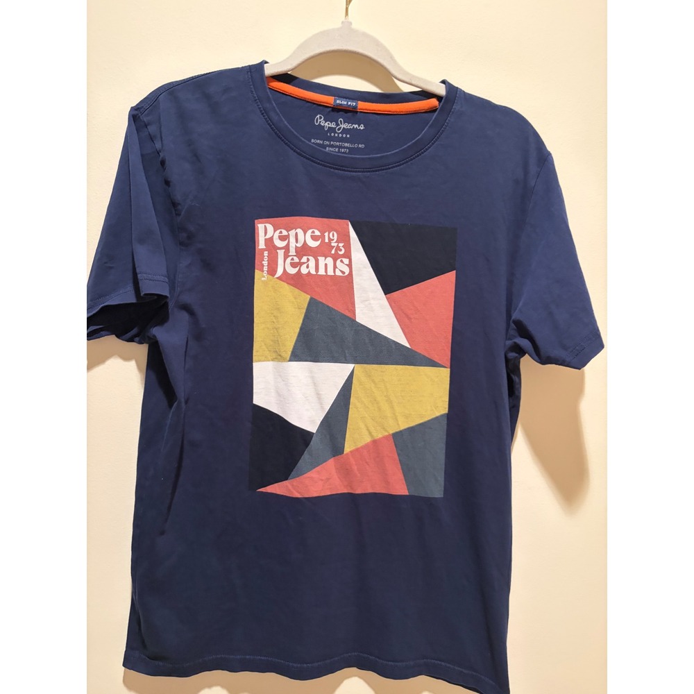 Pepe Jeans London Mens Alpha SS Navy Slim Fit Graphic T-Shirt Large PM508403